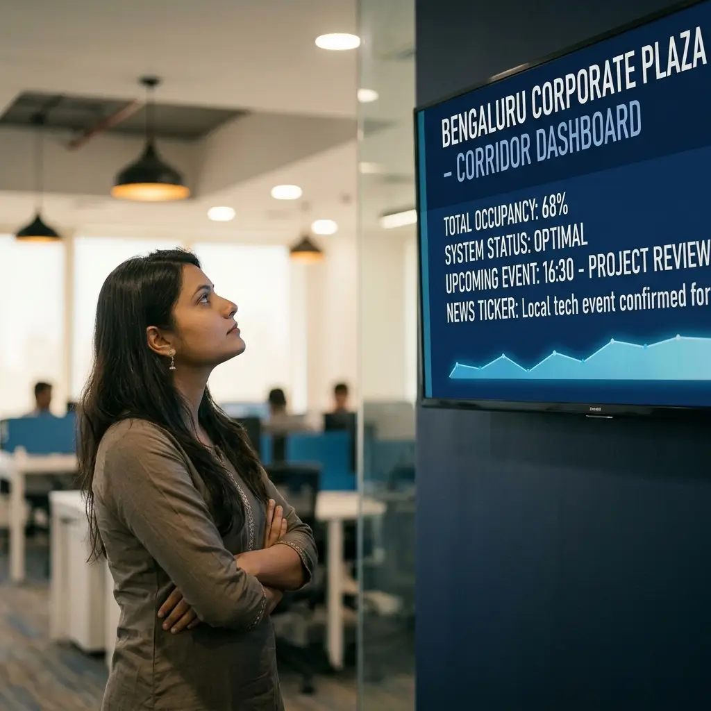 Corporate office lobby with Android display running ICE Signage